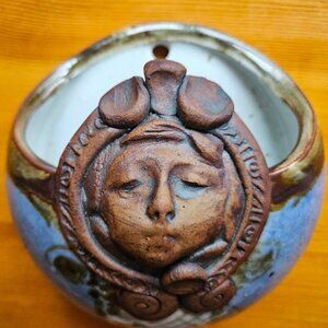 Rare vintage wall planter face sculpture hanger vase by  Jerry Chappelle